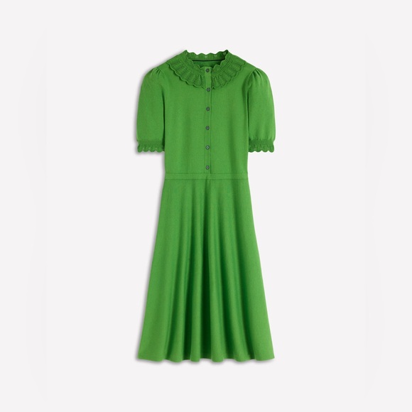 NWT Boden Melina Ruffle Knitted Dress in Paradise Green - Picture 7 of 13